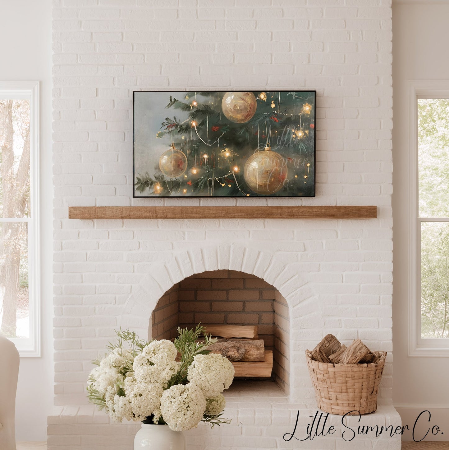 Christmas Ornaments Frame TV Art displayed on a TV