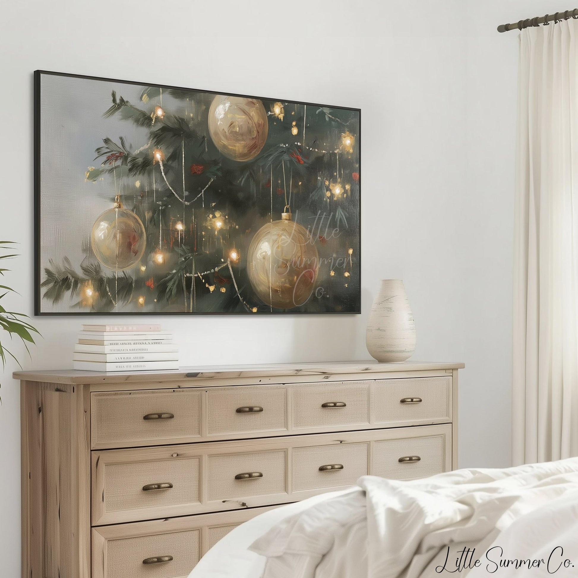 Christmas Ornaments Frame TV Art displayed on a TV