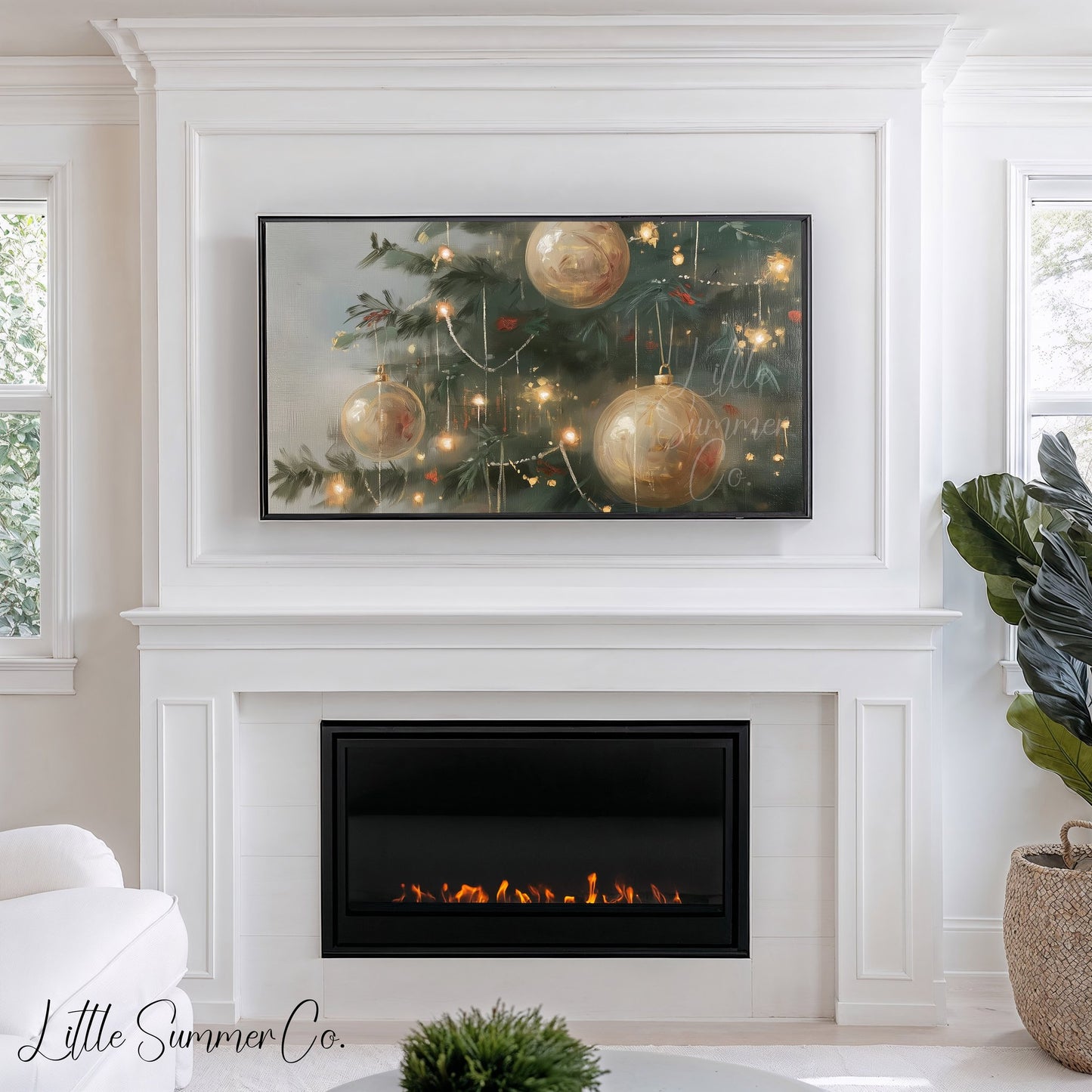 Christmas Ornaments Frame TV Art displayed on a TV