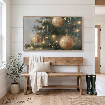 Christmas Ornaments Frame TV Art displayed on a TV