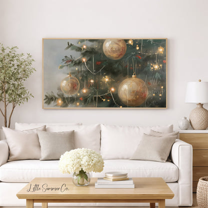 Christmas Ornaments Frame TV Art displayed on a TV