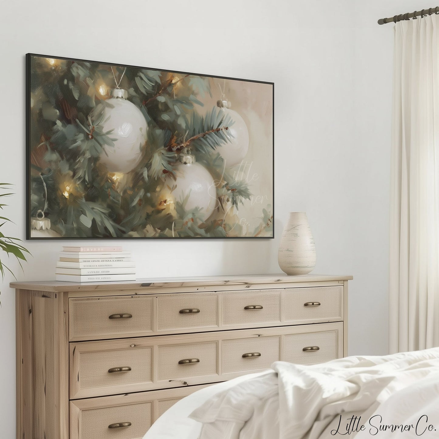 Christmas Baubles Frame TV Art displayed on a TV