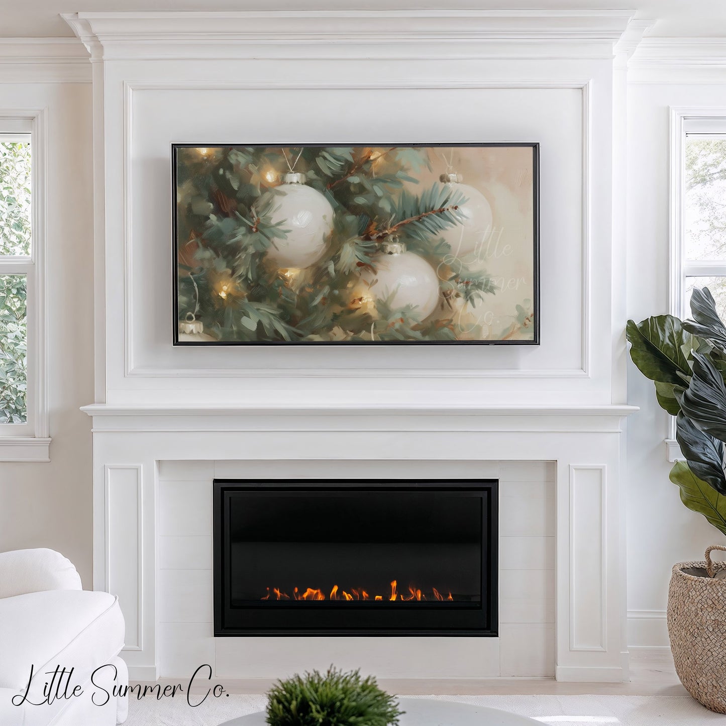 Christmas Baubles Frame TV Art displayed on a TV