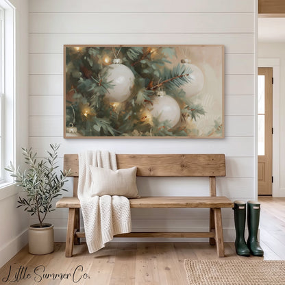 Christmas Baubles Frame TV Art displayed on a TV