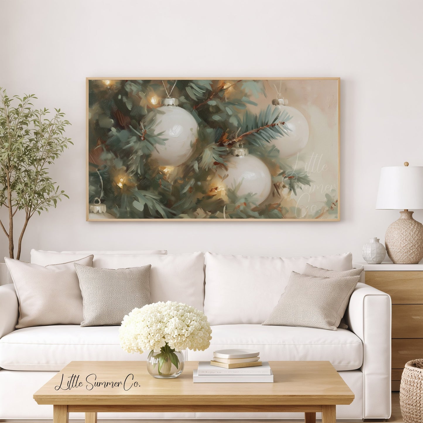 Christmas Baubles Frame TV Art displayed on a TV