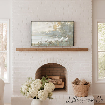 6 Geese a-laying Frame TV Art displayed on a TV