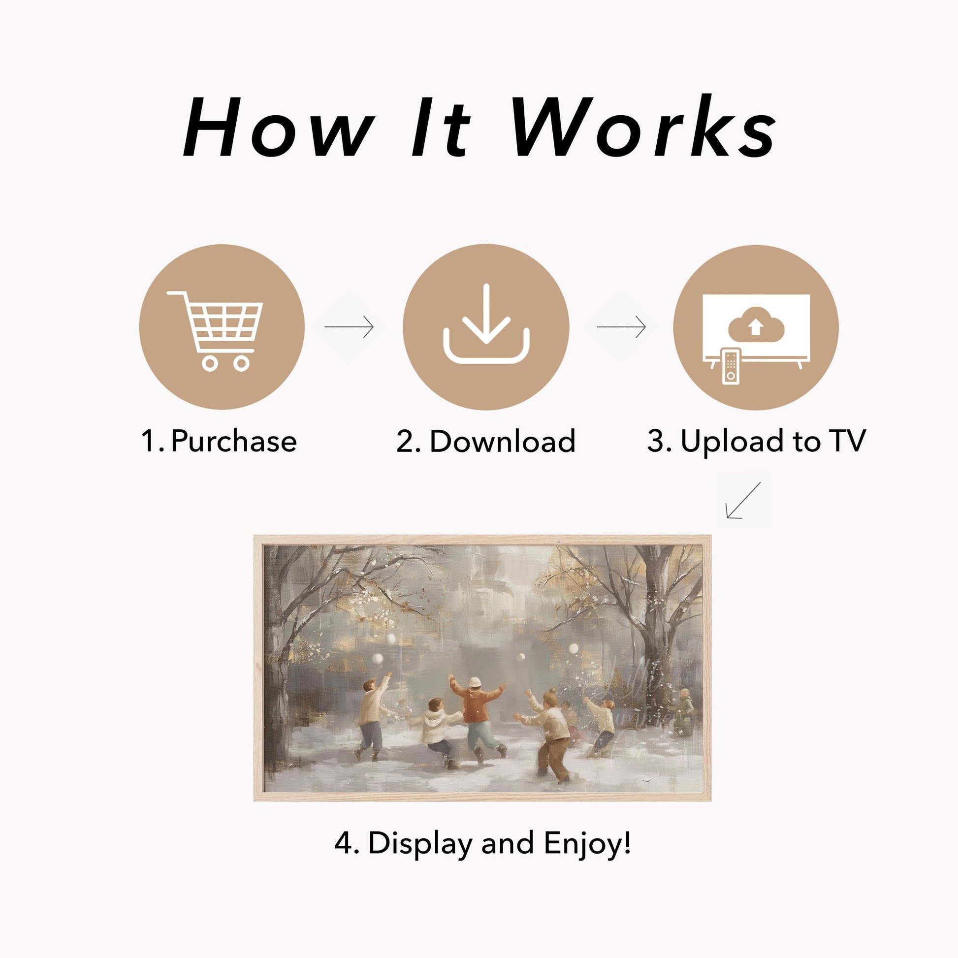Snowball Fight Frame TV Art displayed on a TV