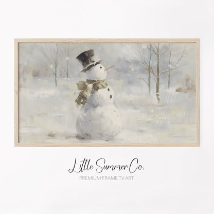 Snowman In Snow Frame TV Art displayed on a TV
