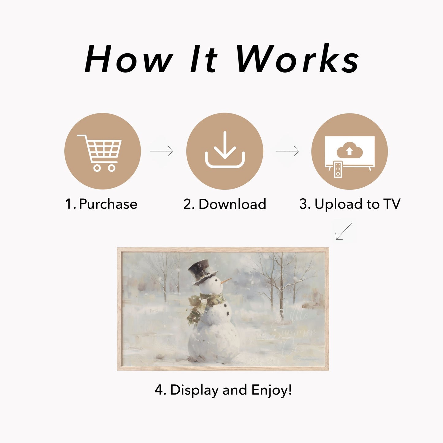 Snowman In Snow Frame TV Art displayed on a TV