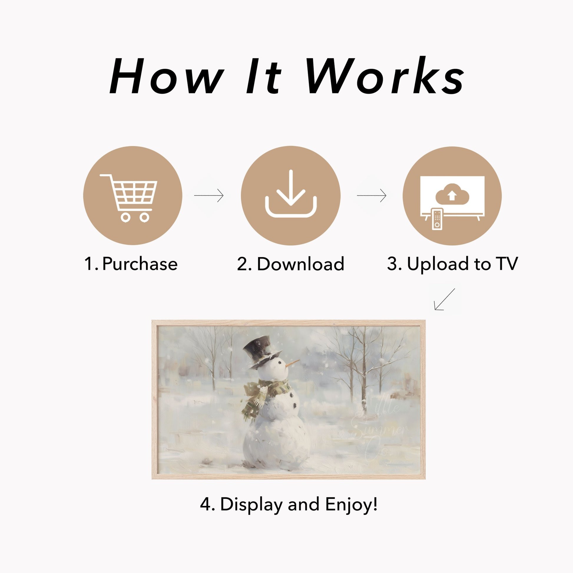 Snowman In Snow Frame TV Art displayed on a TV