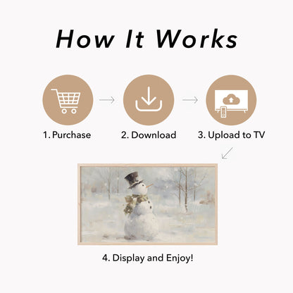 Snowman In Snow Frame TV Art displayed on a TV