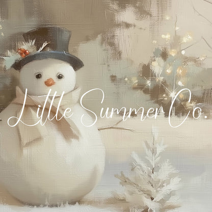 Cosy Snowman Winter Garden Scene Frame TV Art displayed on a TV