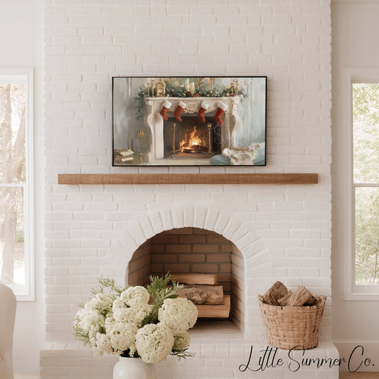Christmas Fireplace Stockings Frame TV Art displayed on a TV