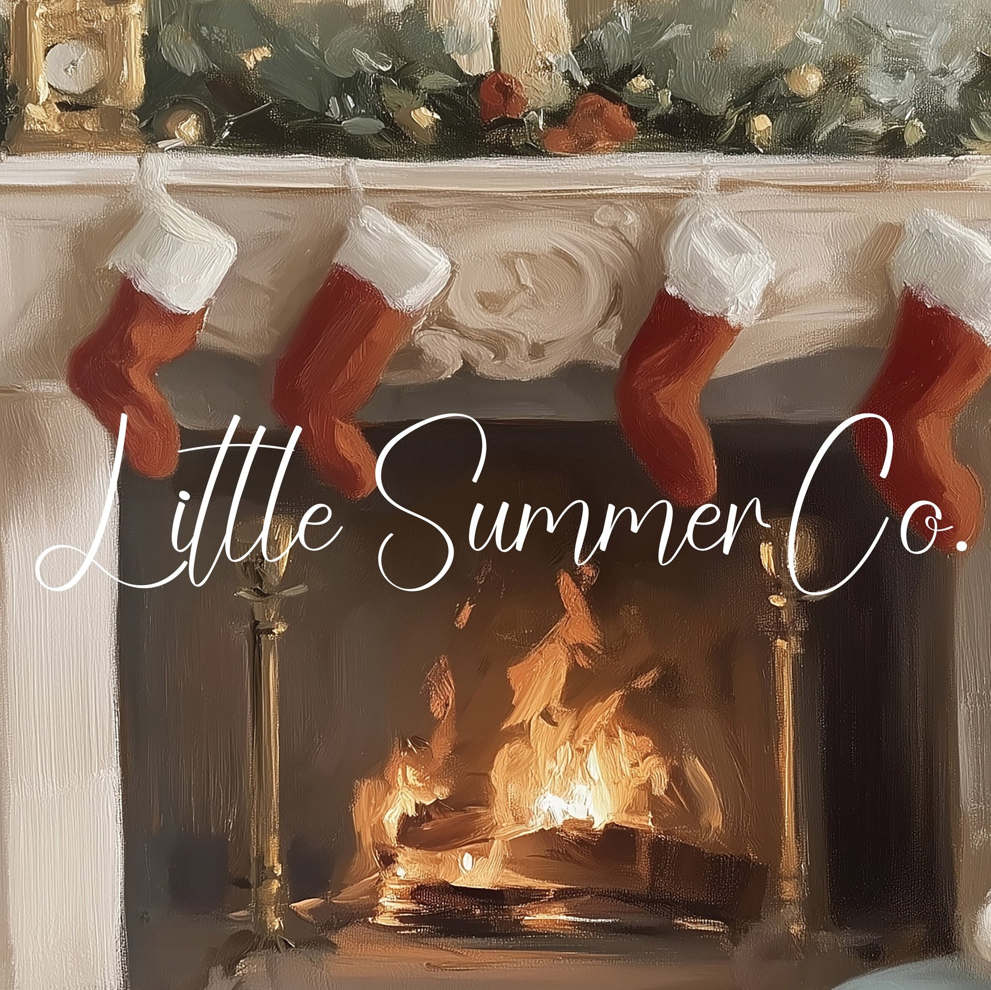 Christmas Fireplace Stockings Frame TV Art displayed on a TV