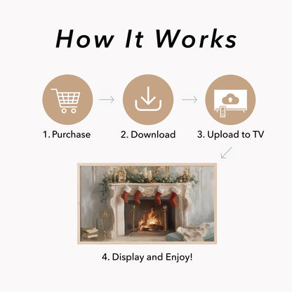 Christmas Fireplace Stockings Frame TV Art displayed on a TV