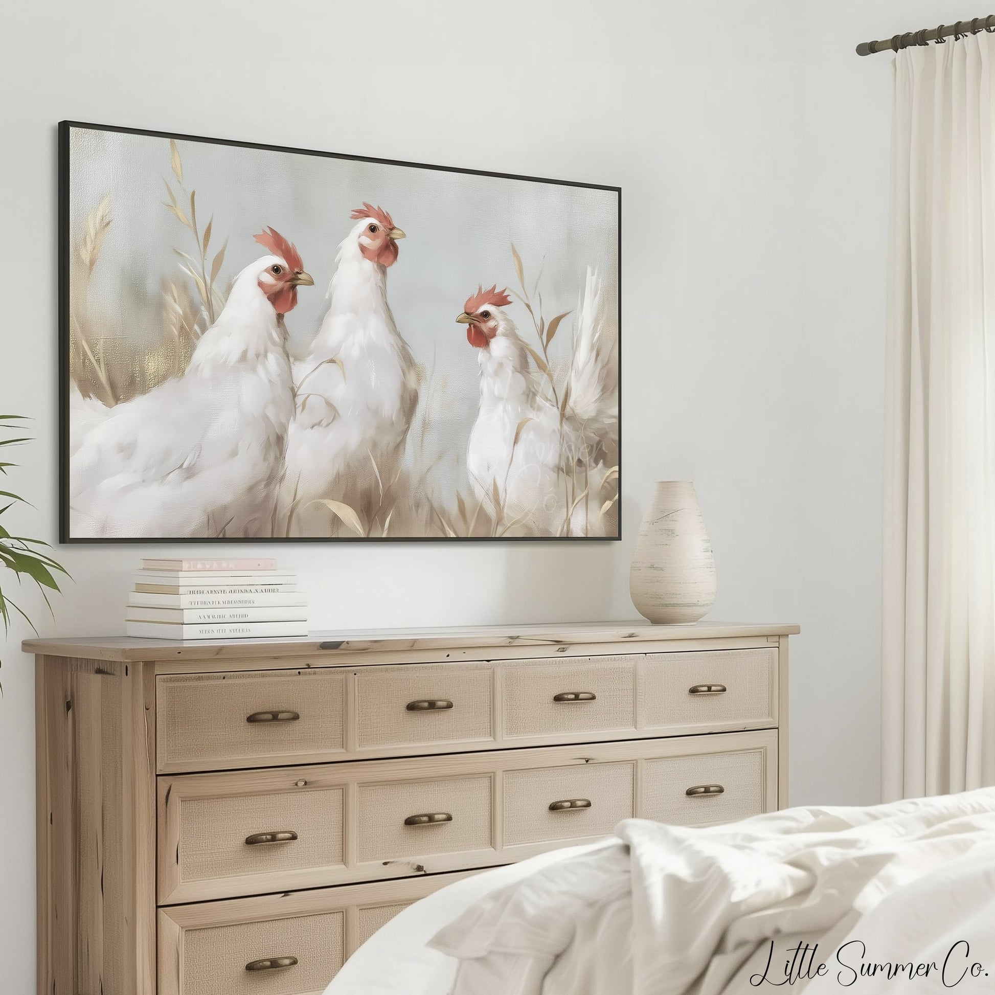 Three French Hens Frame TV Art displayed on a TV