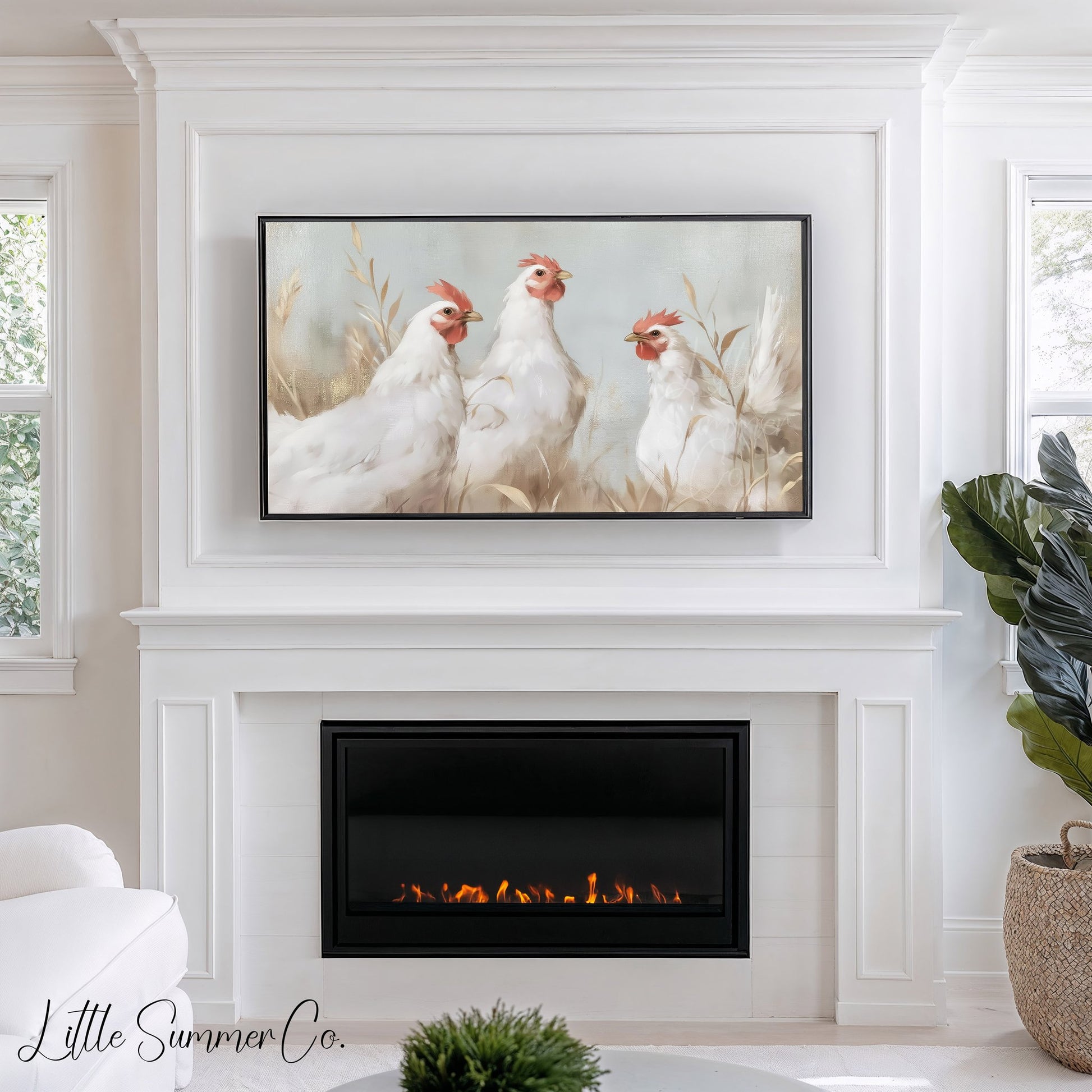 Three French Hens Frame TV Art displayed on a TV