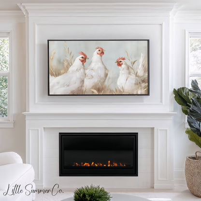 Three French Hens Frame TV Art displayed on a TV