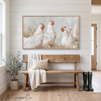 Three French Hens Frame TV Art displayed on a TV
