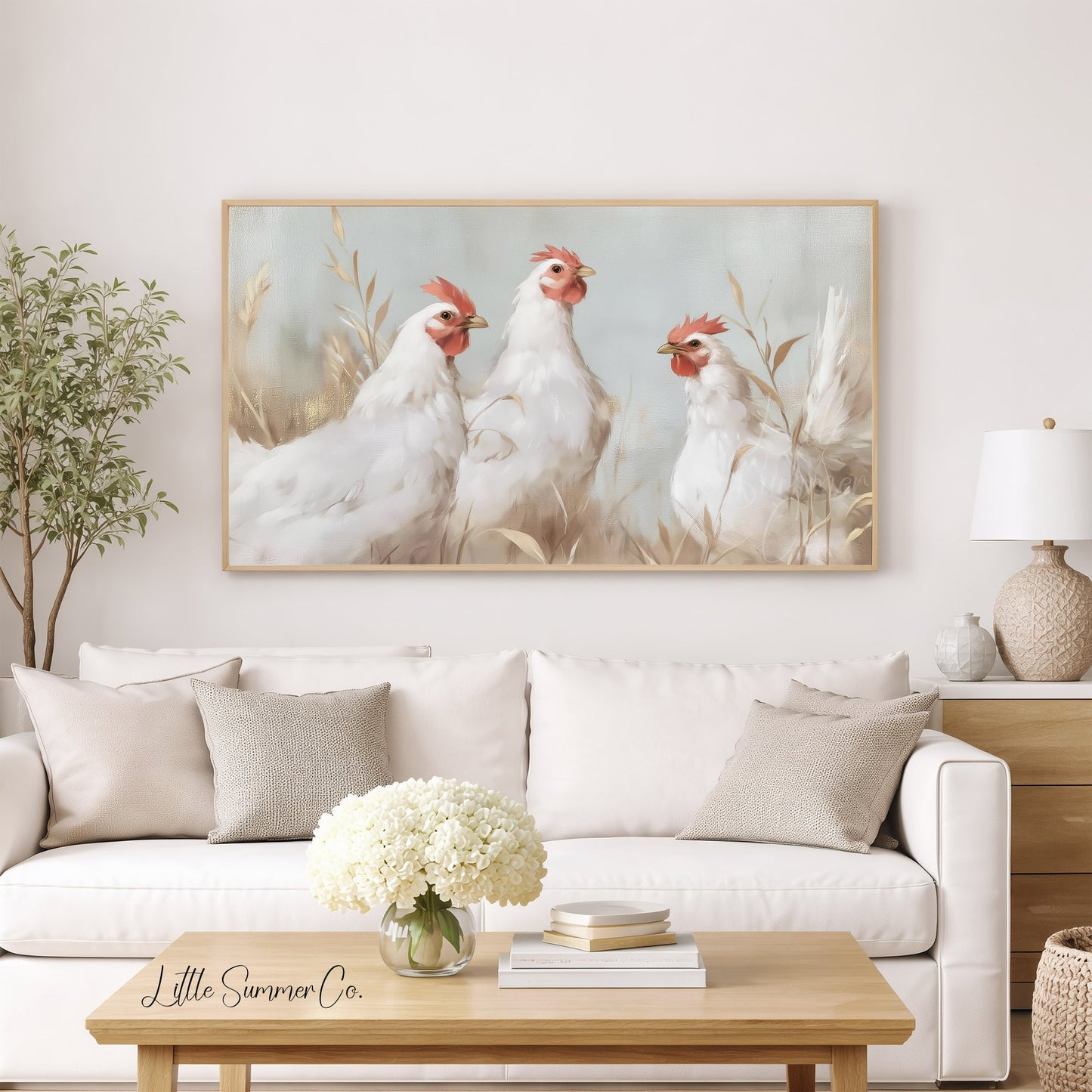 Three French Hens Frame TV Art displayed on a TV