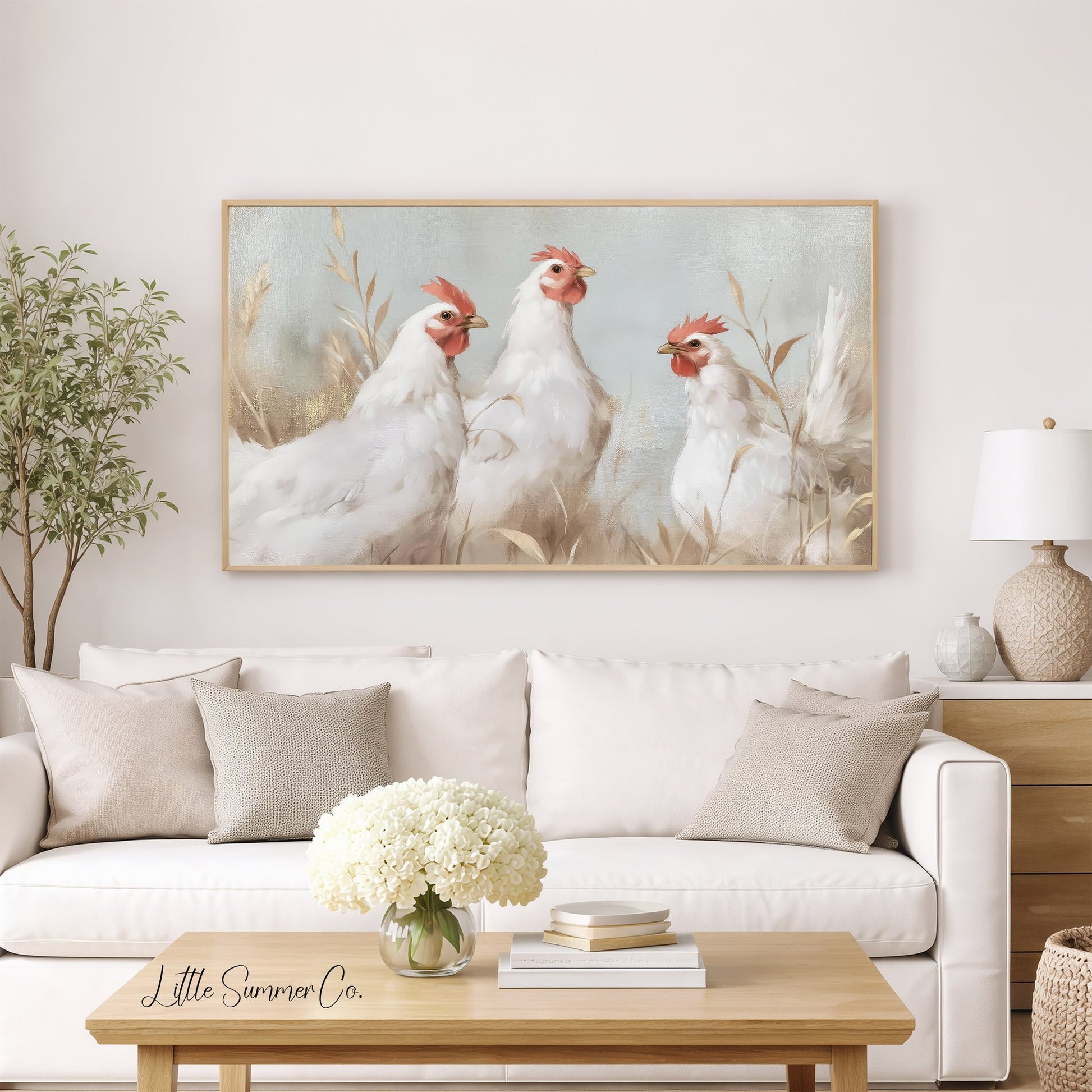 Three French Hens Frame TV Art displayed on a TV