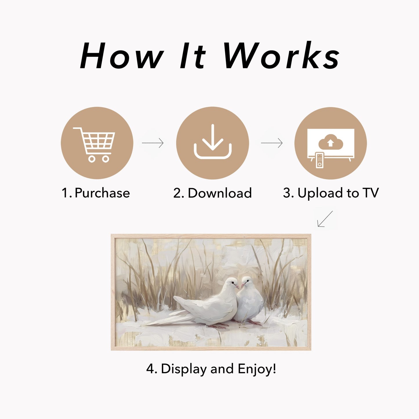 Two Turtle Doves Frame TV Art displayed on a TV