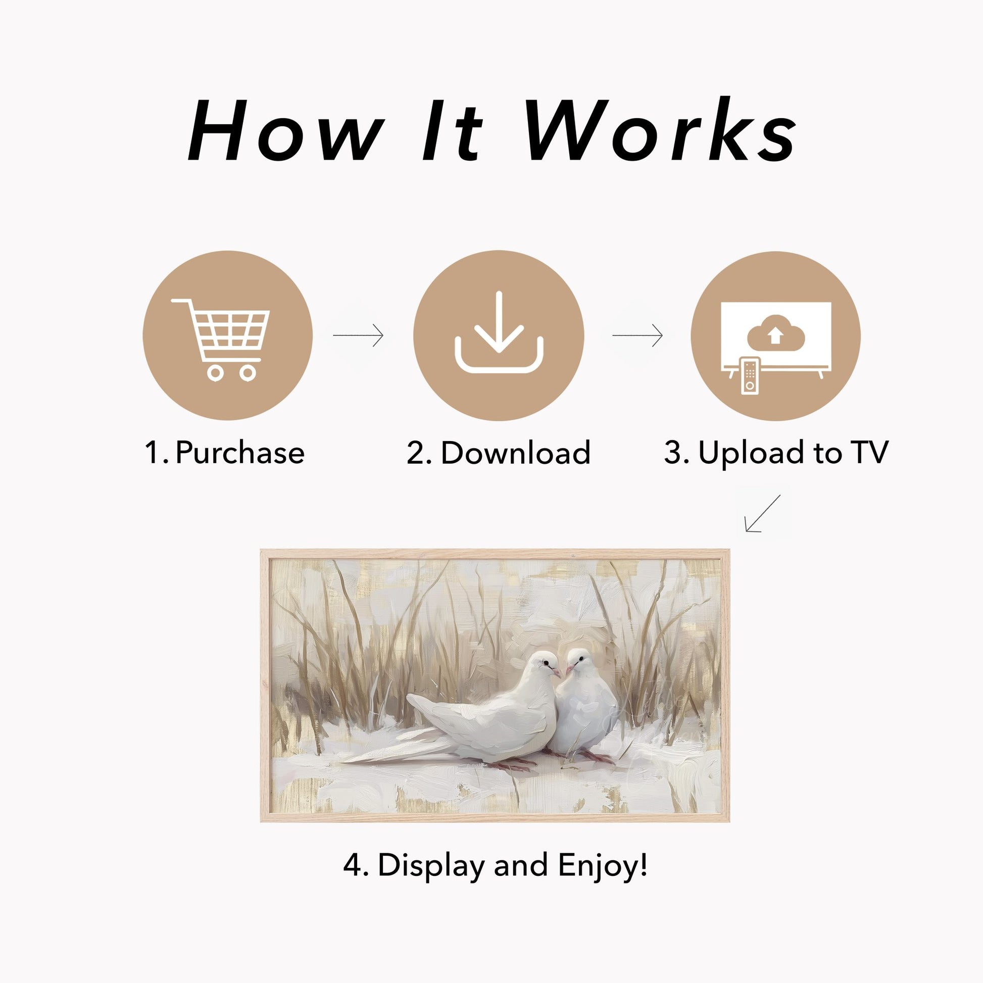 Two Turtle Doves Frame TV Art displayed on a TV