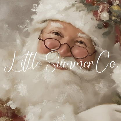 Santa Claus With Holly And Glasses Frame TV Art displayed on a TV
