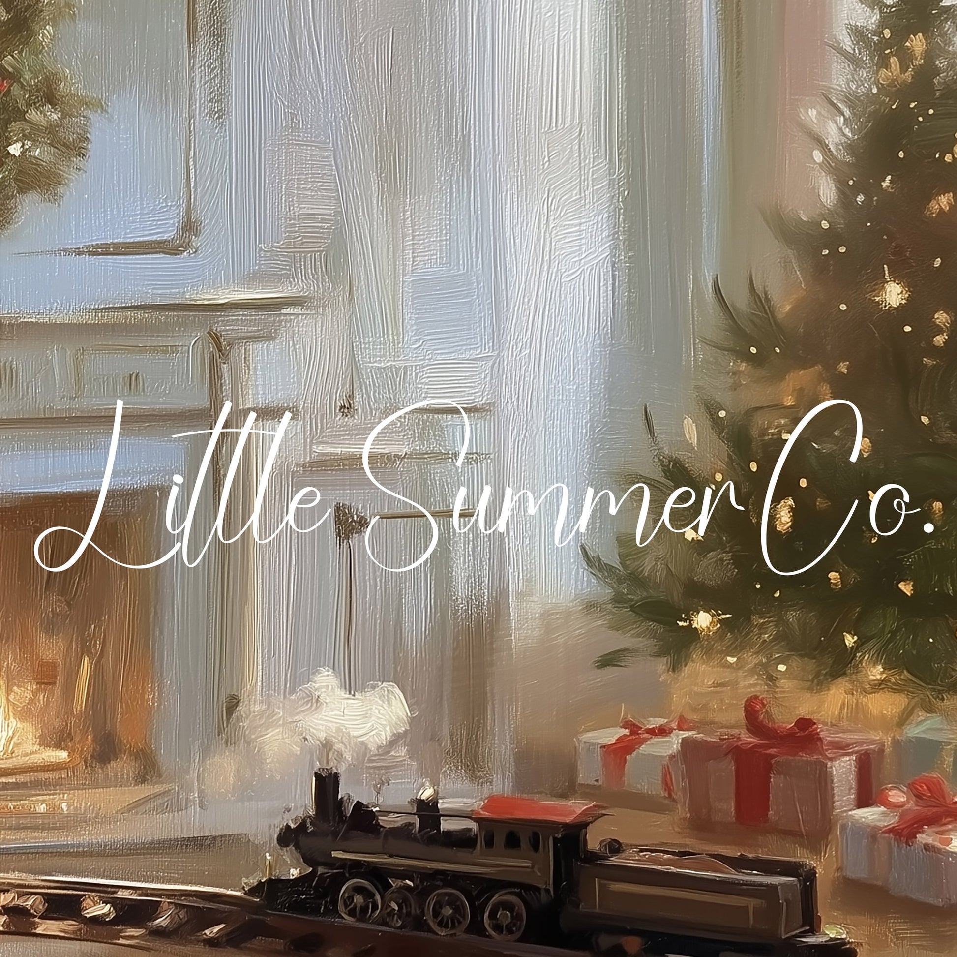 Christmas Tree And Train Frame TV Art displayed on a TV
