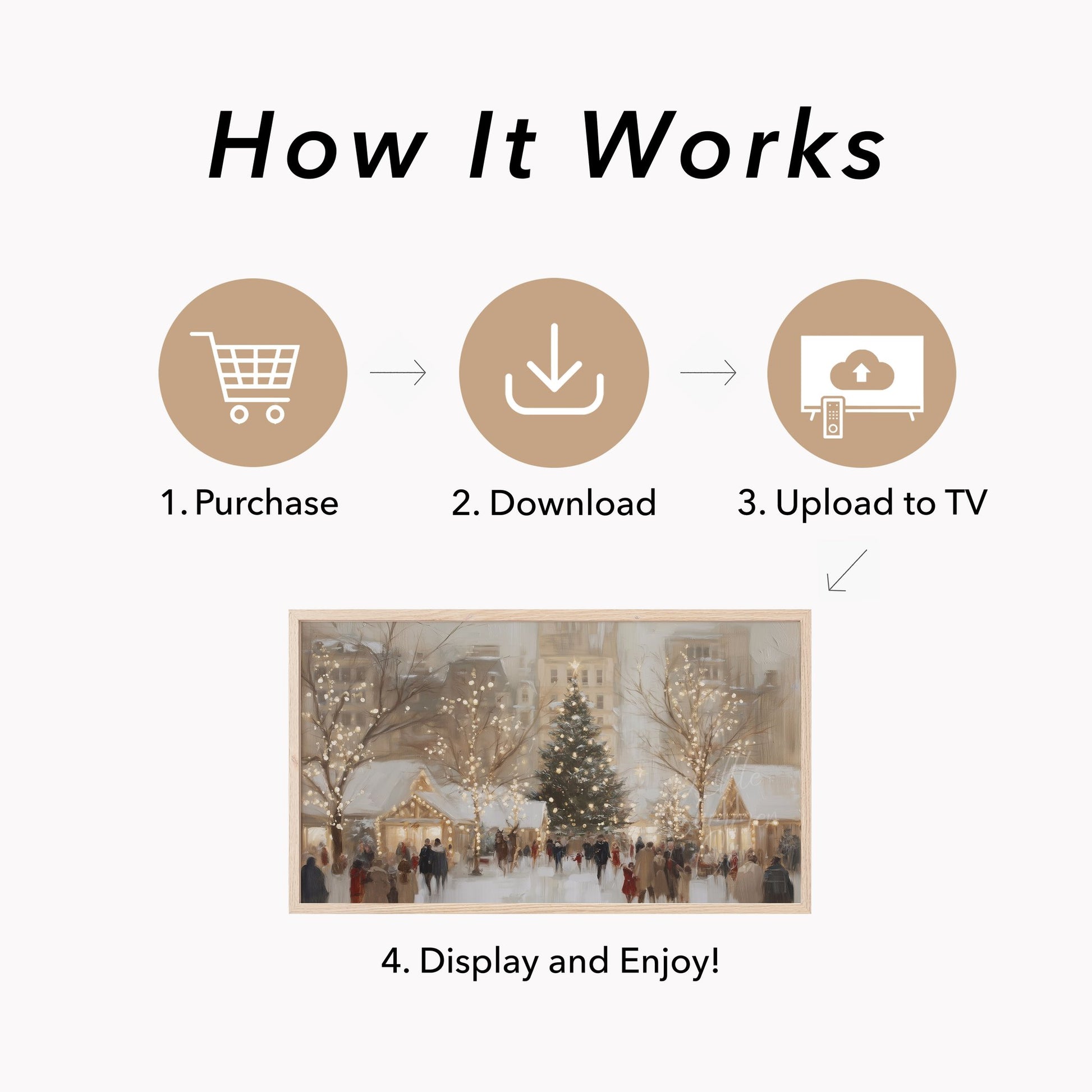 Christmas Market Tree Frame TV Art displayed on a TV