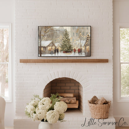 Festive Christmas Market Square Frame TV Art displayed on a TV