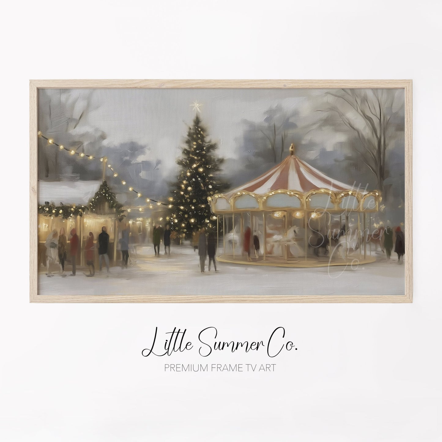Christmas Carousel Tree Frame TV Art displayed on a TV