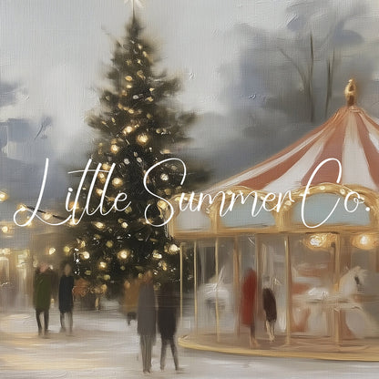 Christmas Carousel Tree Frame TV Art displayed on a TV