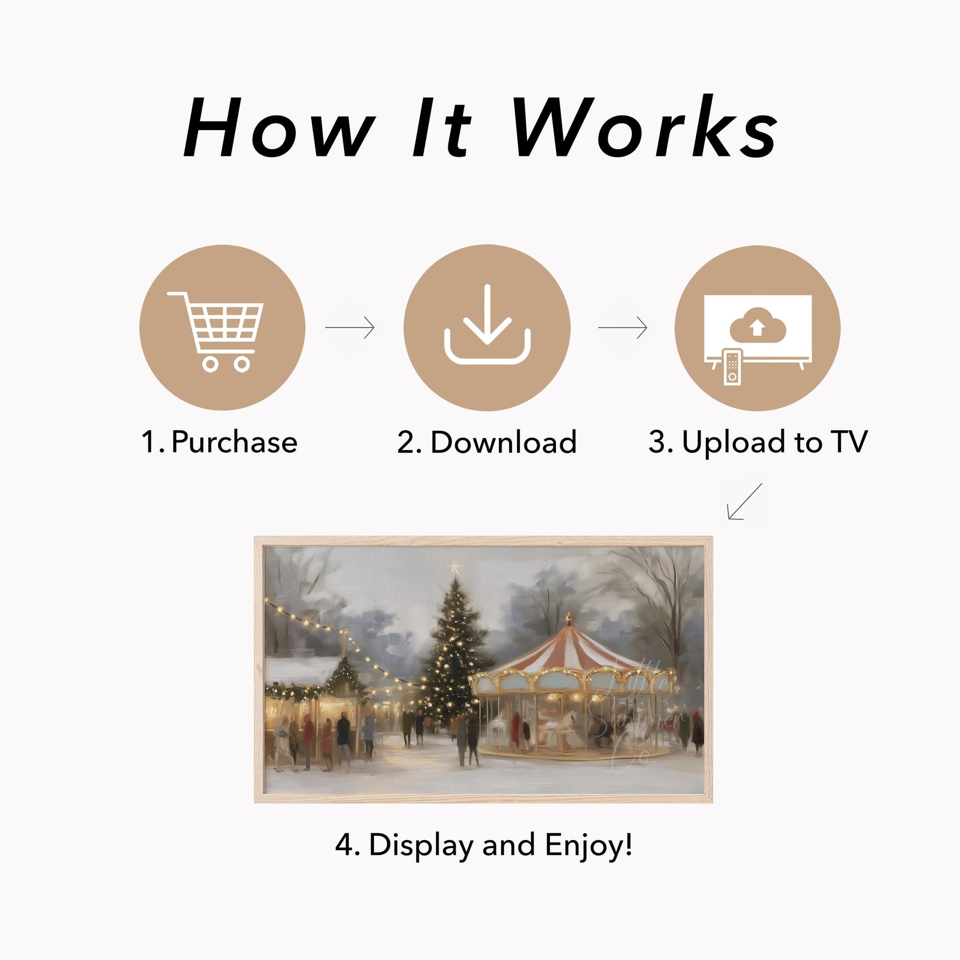 Christmas Carousel Tree Frame TV Art displayed on a TV