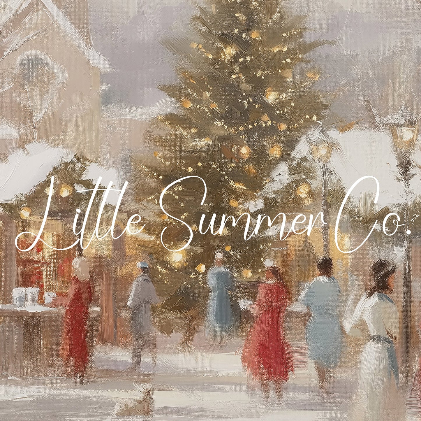 Village Christmas Market Frame TV Art displayed on a TV