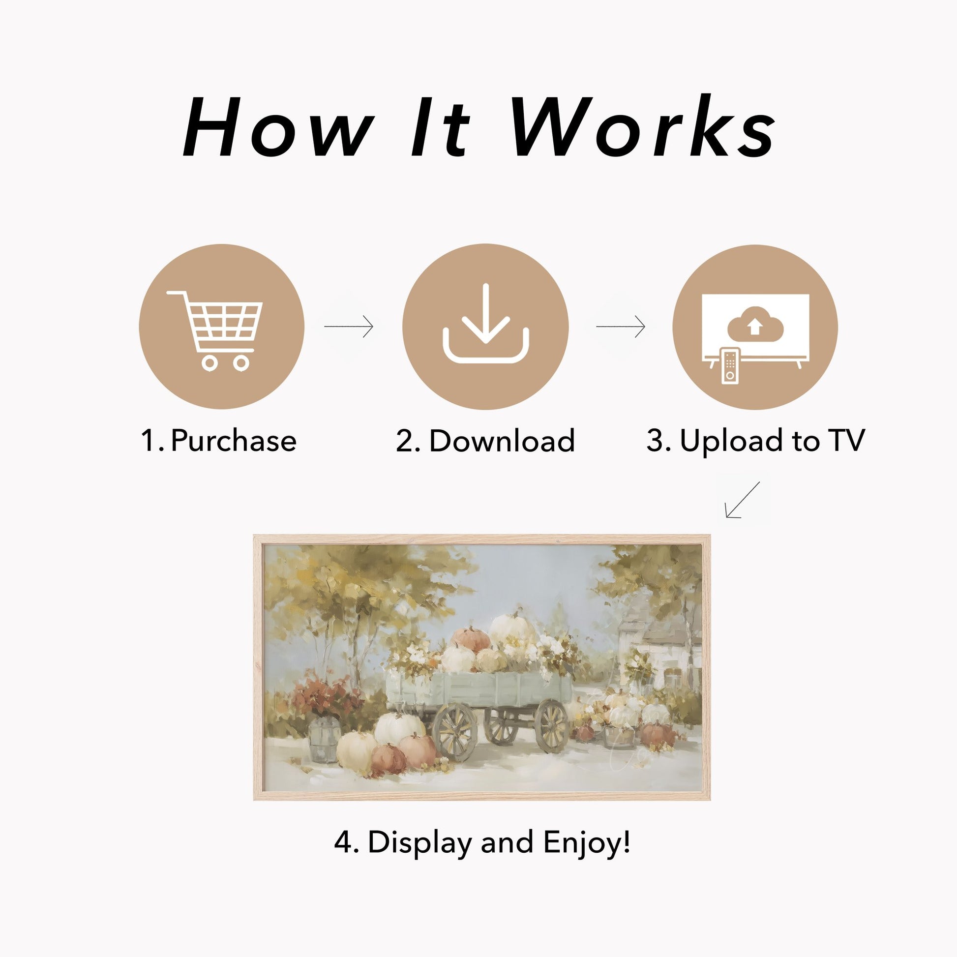 Pumpkin Wagon Frame TV Art displayed on a TV