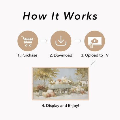 Pumpkin Wagon Frame TV Art displayed on a TV