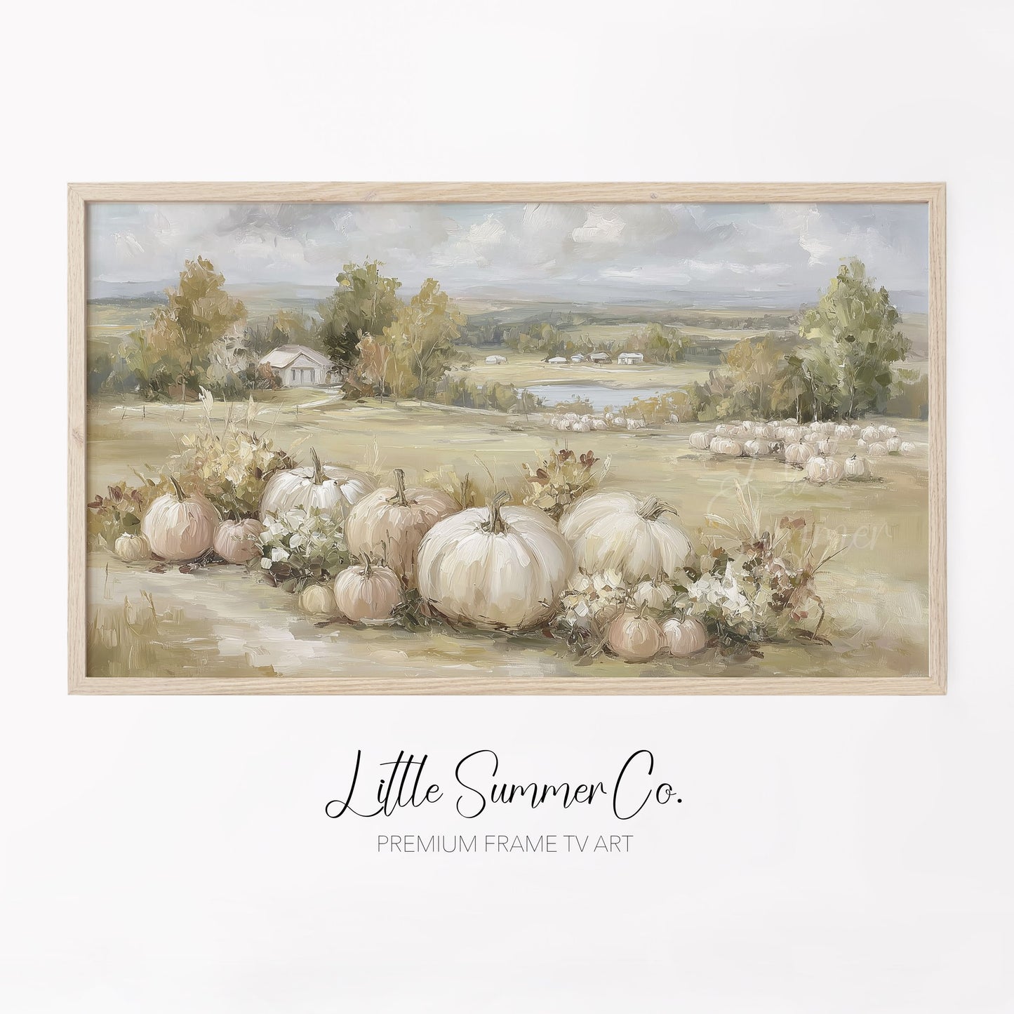 Pumpkin Field Frame TV Art displayed on a TV