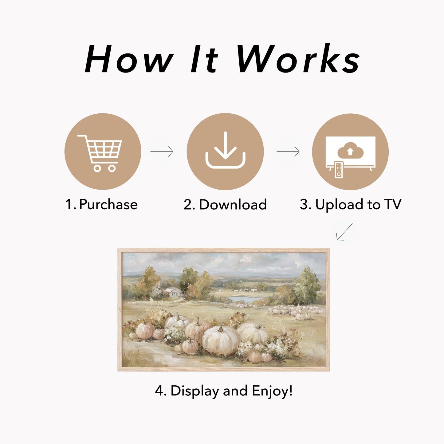 Pumpkin Field Frame TV Art displayed on a TV