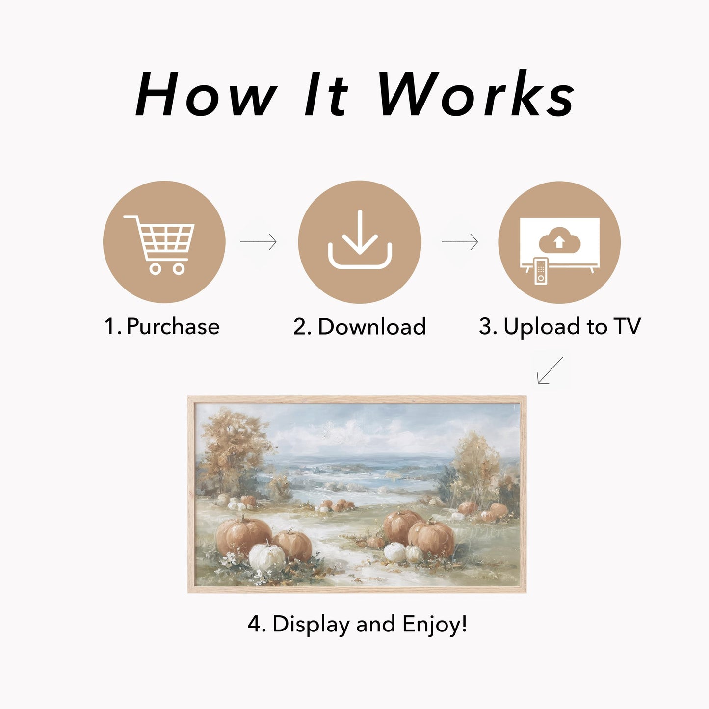 Autumn Pumpkin Patch Countryside Frame TV Art displayed on a TV