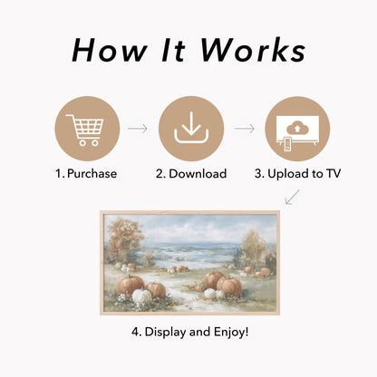 Autumn Pumpkin Patch Countryside Frame TV Art displayed on a TV