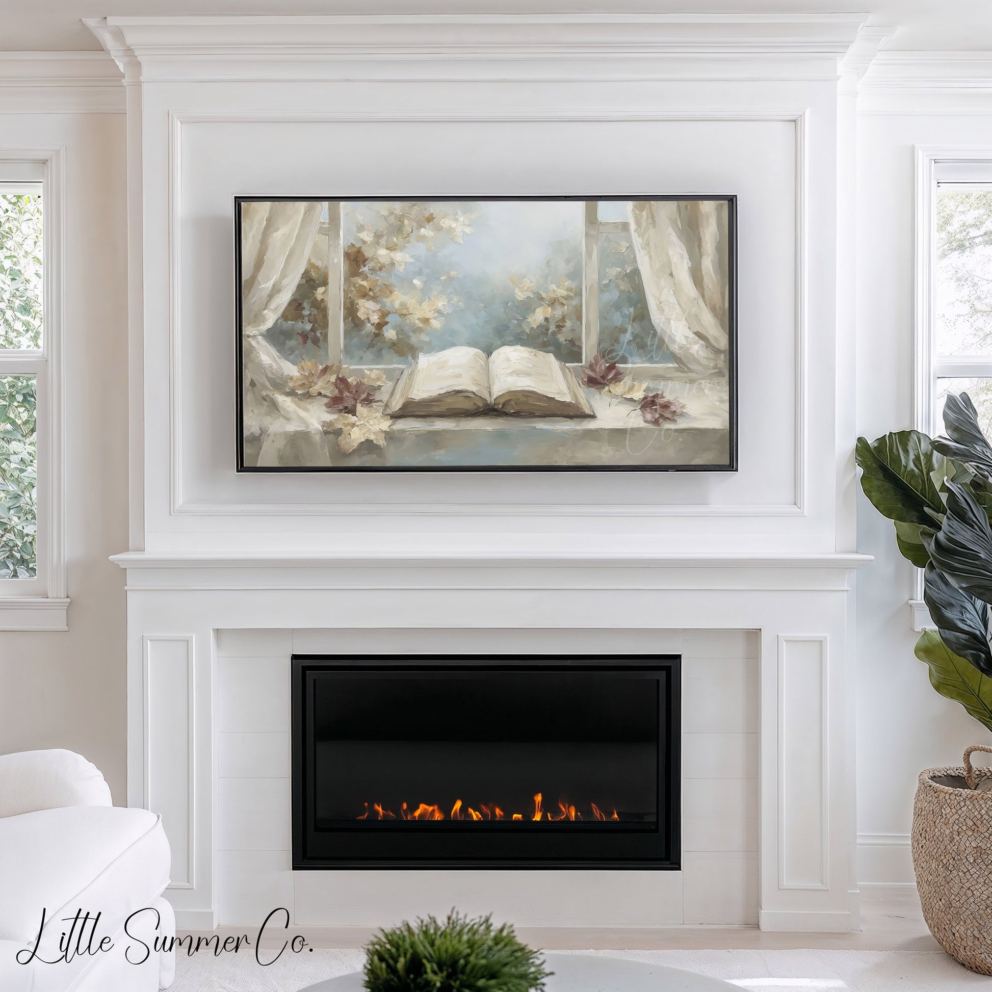 Open Book Window Frame TV Art displayed on a TV