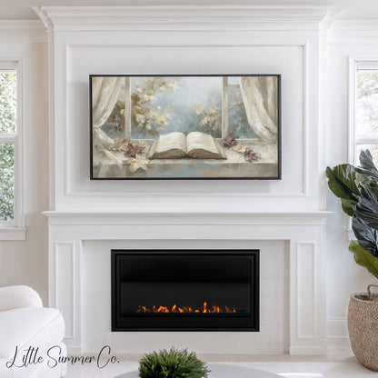 Open Book Window Frame TV Art displayed on a TV