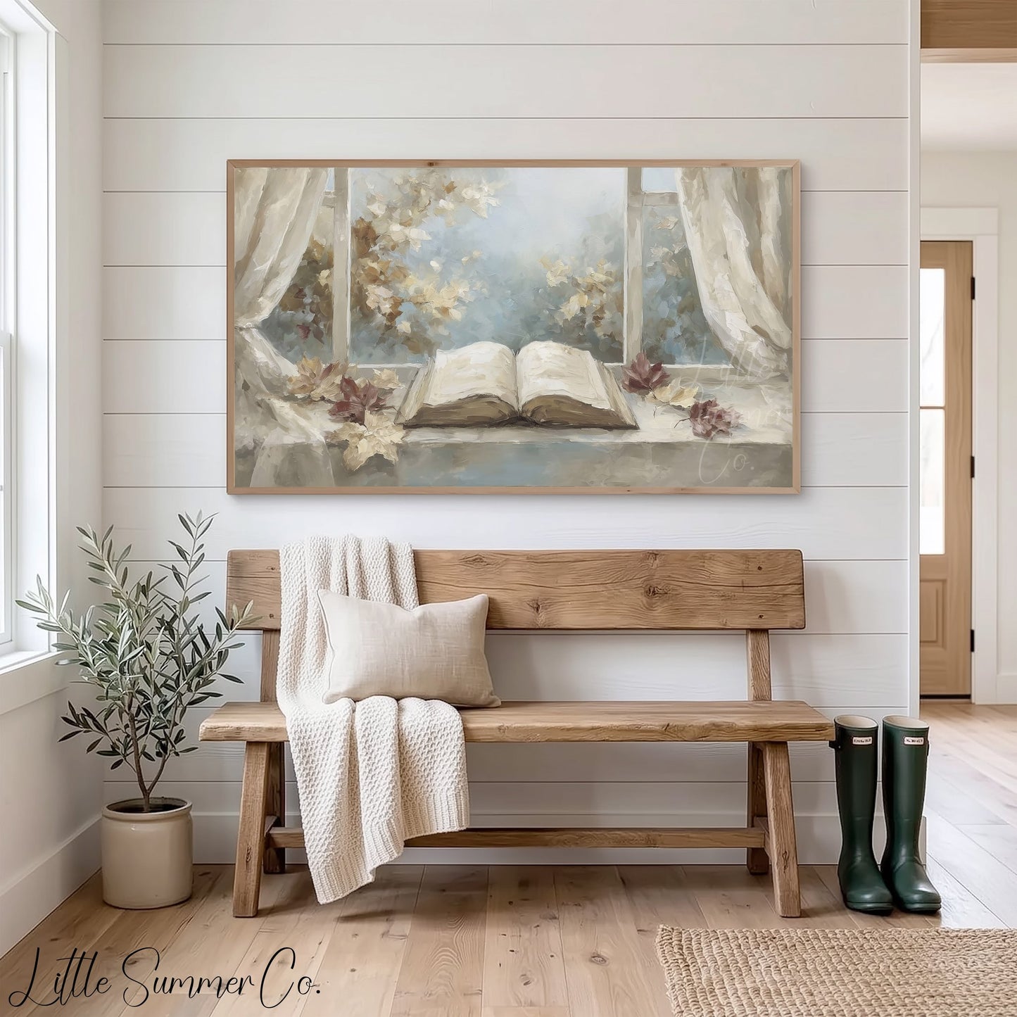 Open Book Window Frame TV Art displayed on a TV