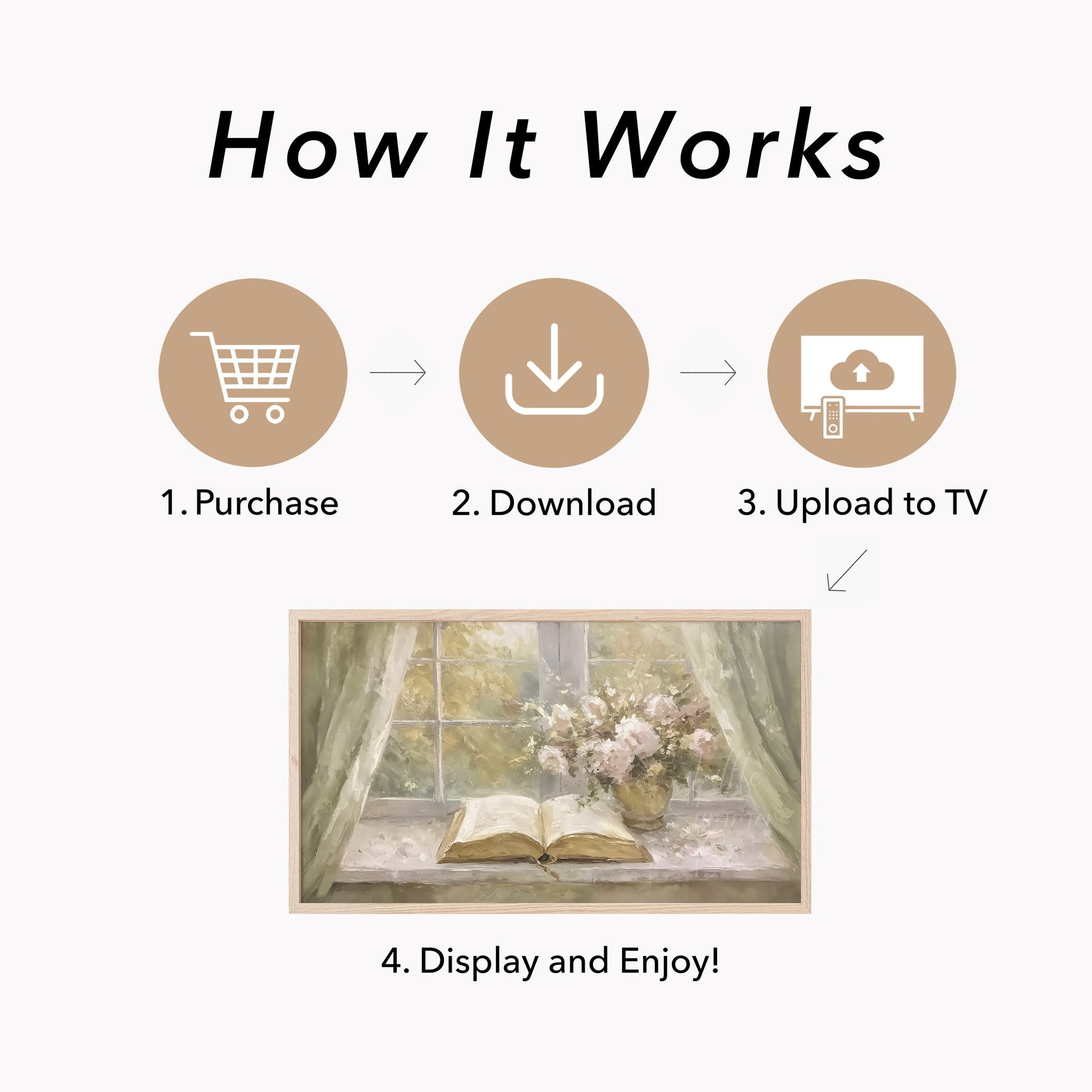 Open Book Flowers Frame TV Art displayed on a TV