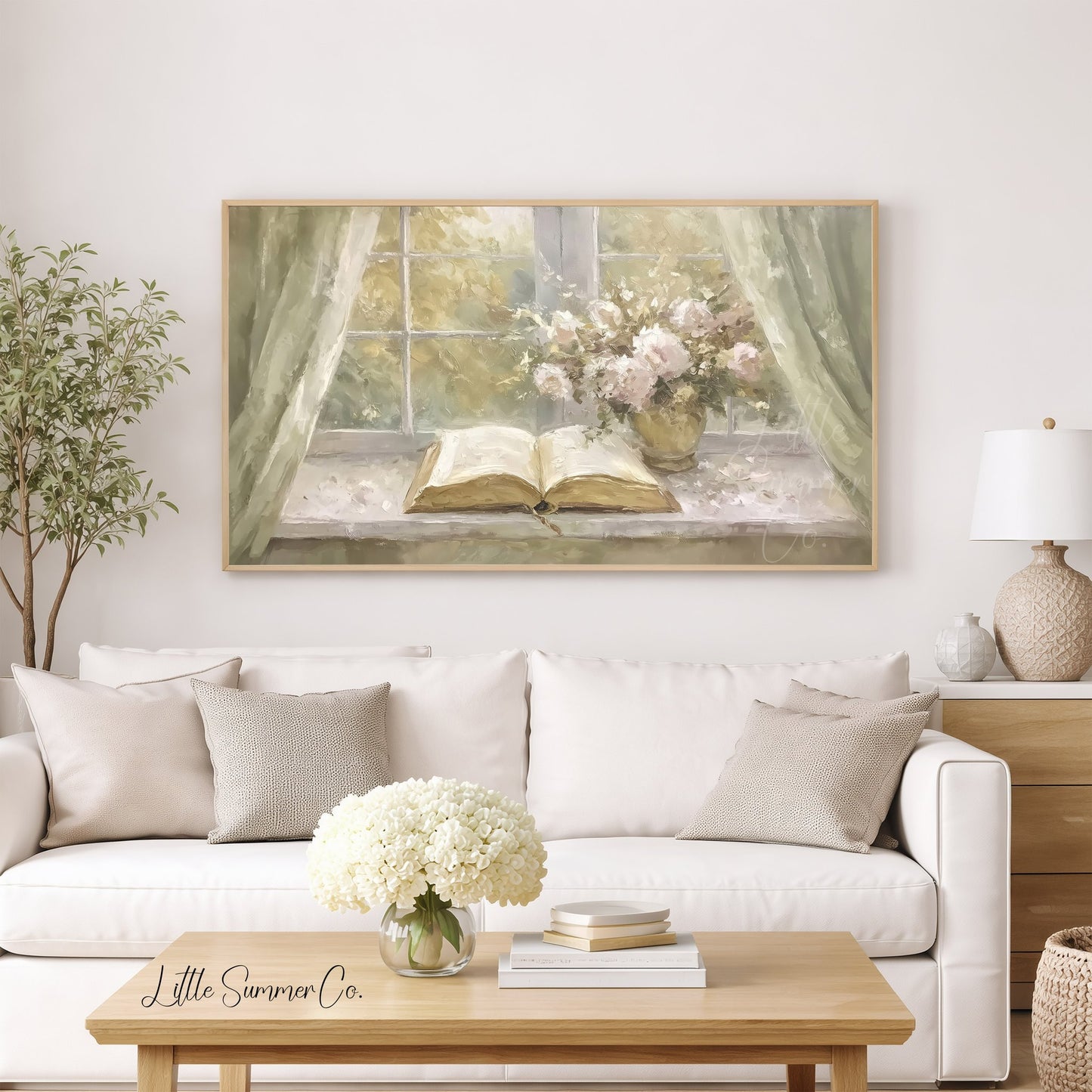 Open Book Flowers Frame TV Art displayed on a TV
