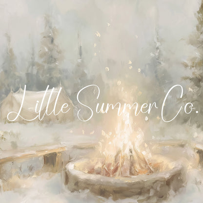 Snowy Campfire Frame TV Art displayed on a TV