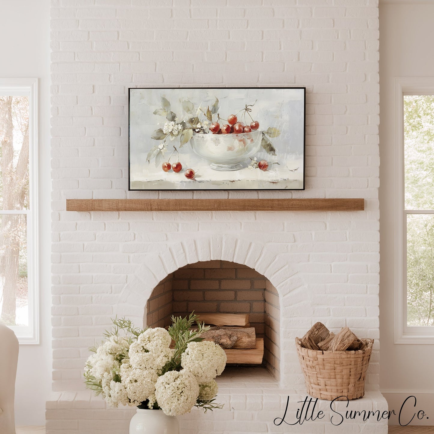 Cherry Bowl Blossoms Frame TV Art displayed on a TV