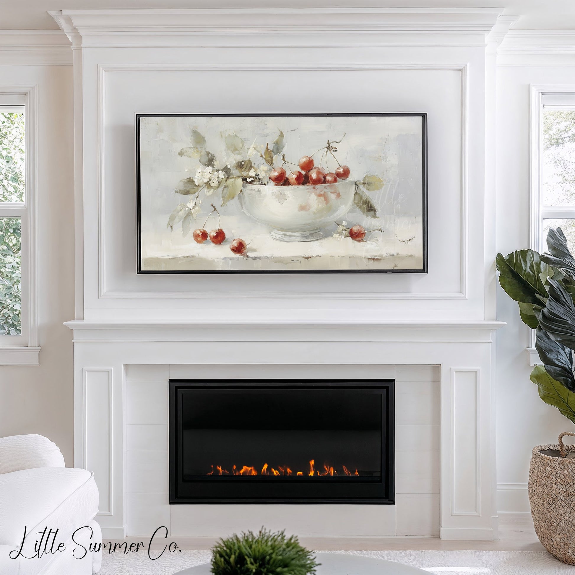 Cherry Bowl Blossoms Frame TV Art displayed on a TV