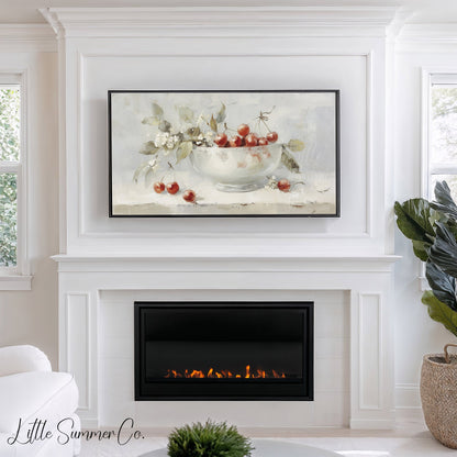 Cherry Bowl Blossoms Frame TV Art displayed on a TV
